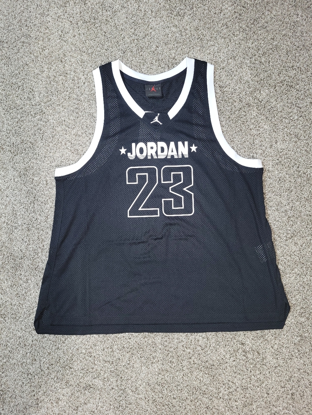 Nike Womens Large Air Jordan 23 Logo Sleeveless Jersey Black White FN6687-010